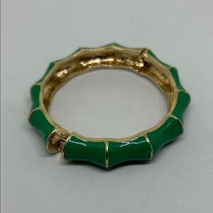 Stella and Dot Green and Gold Bamboo Bangle Bracelet